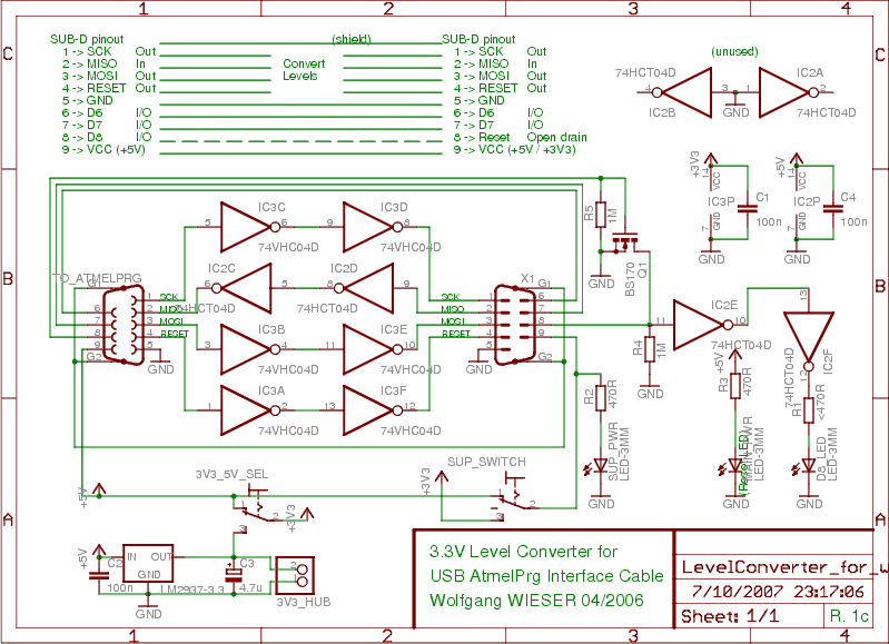 USB AtmelPrg External 3 3V Level Converter